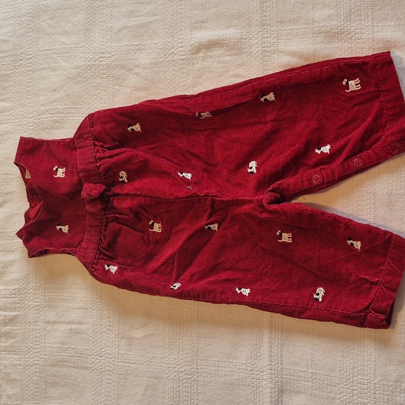 Gymboree girls 3-6 months girls dark red overalls with embroidered dalmations - Picture 1 of 7